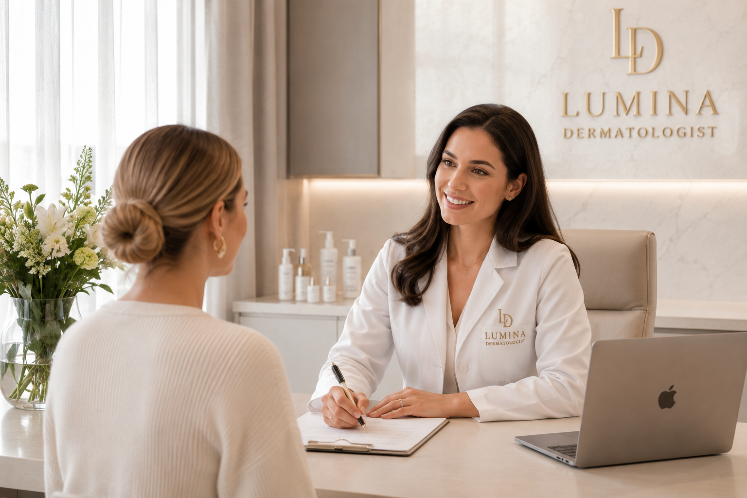 Physician reviewing a treatment plan with a patient during a private consultation