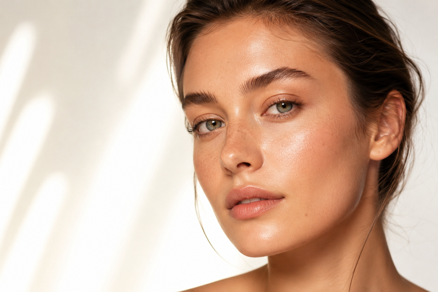 Close-up portrait of a patient with healthy, luminous skin