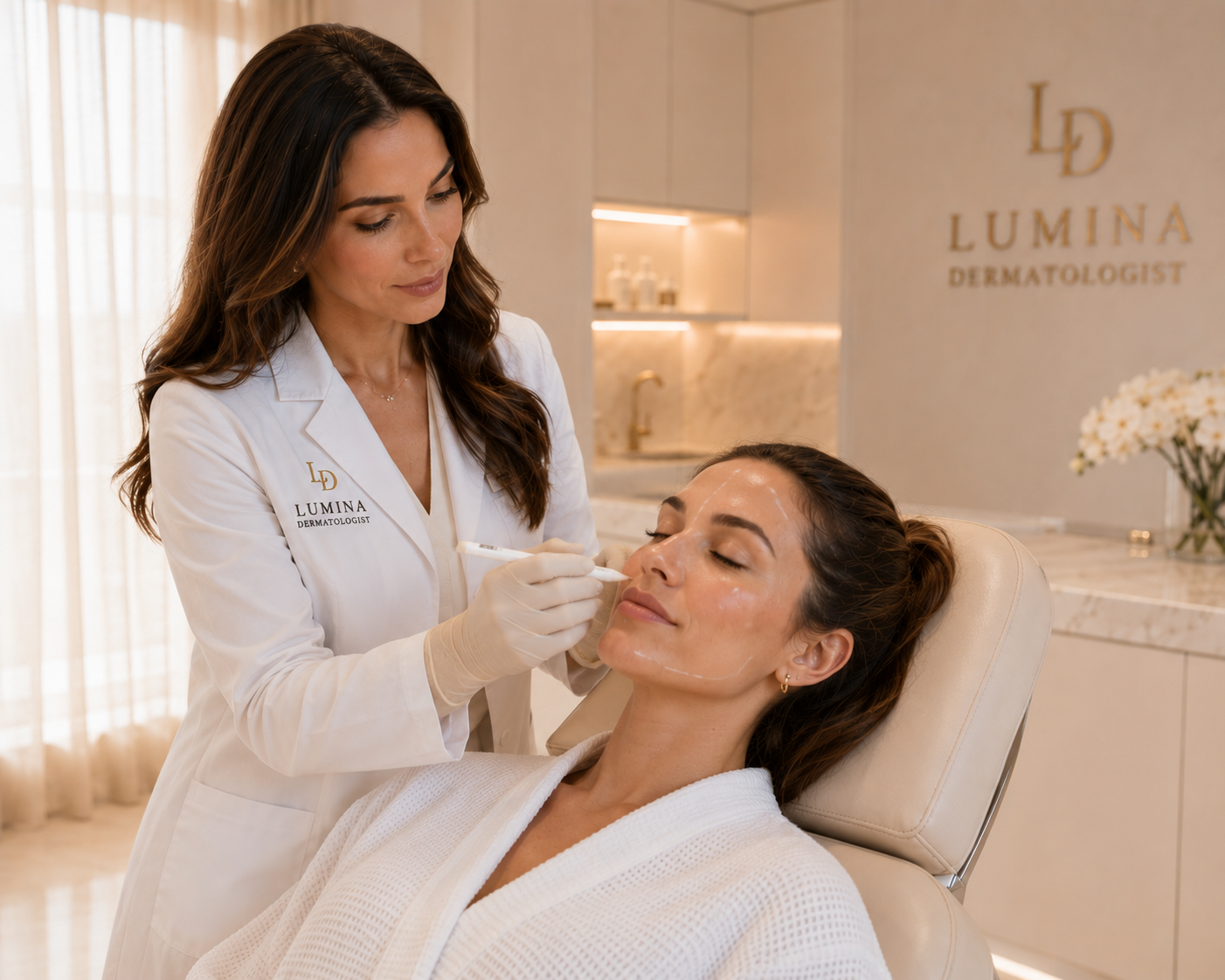 Physician planning a full-face profile balancing treatment