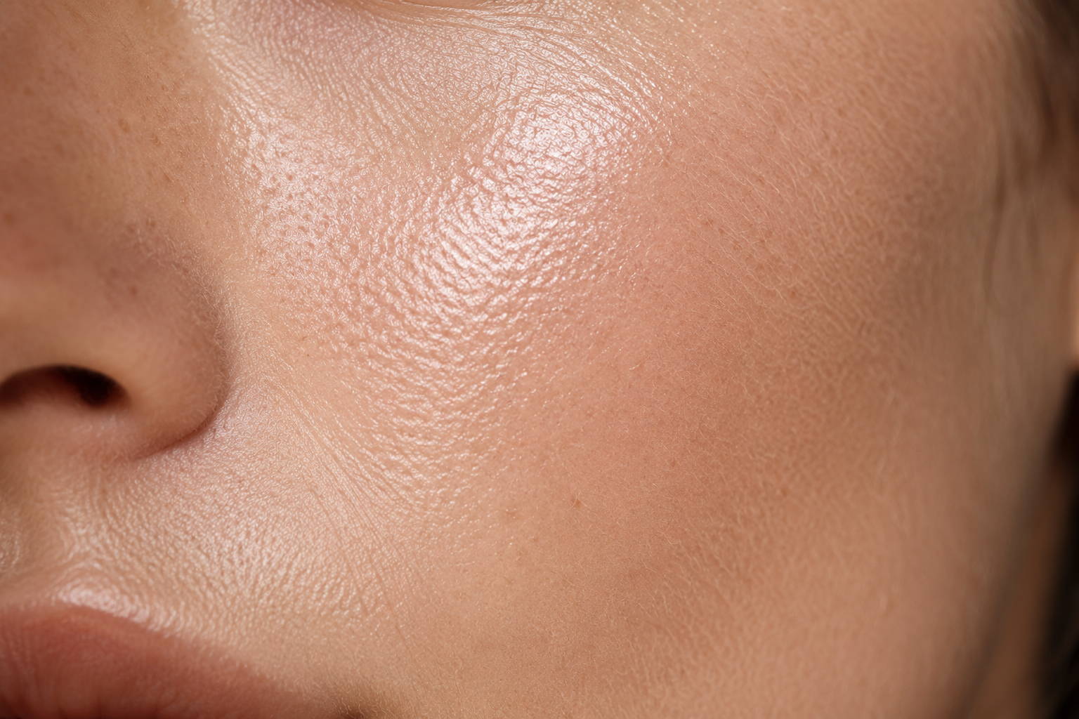 Close-up of healthy, radiant skin texture